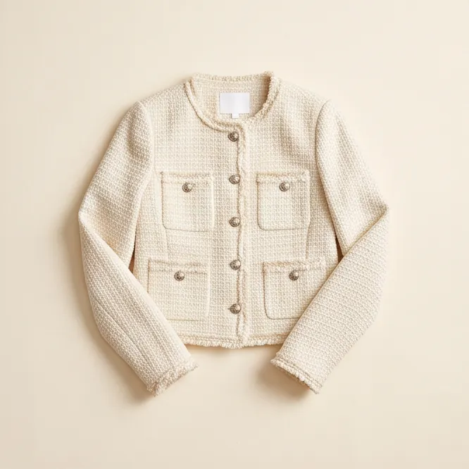 Achrafieh cropped ecru tweed jacket