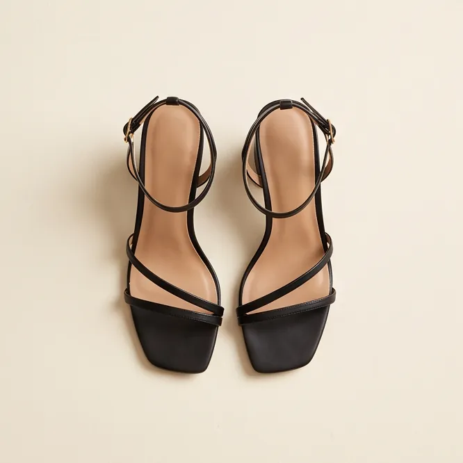 Corniche black strappy block-heel sandals