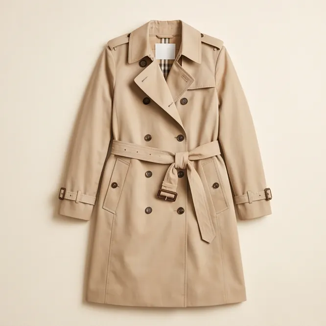 Hamra trench coat in stone cotton gabardine