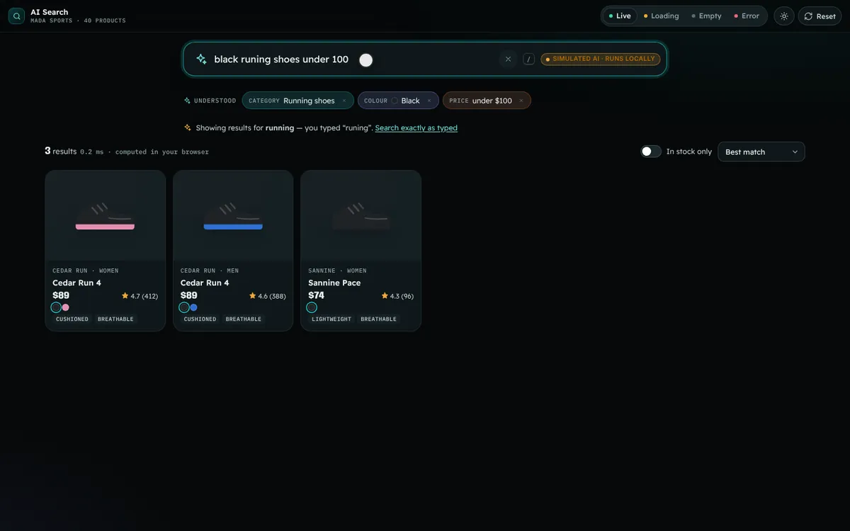 AI-assisted Search — live feature demo