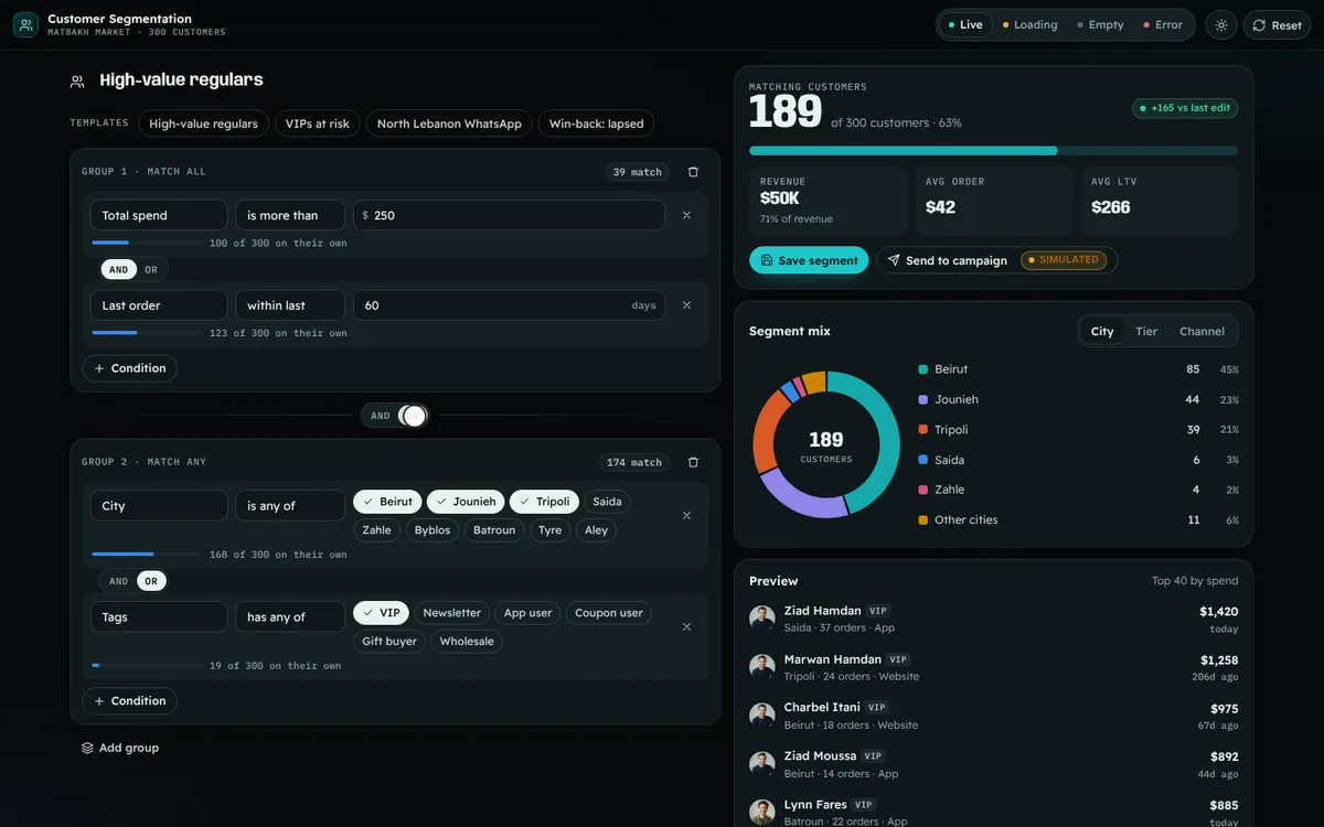 Customer Segmentation — live feature demo