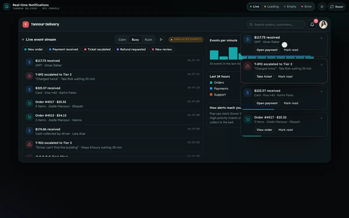 Real-time Notifications — live feature demo