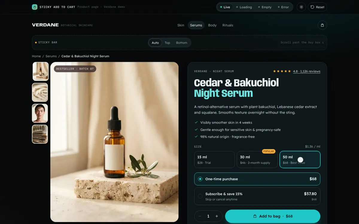 Sticky Add to Cart — live feature demo