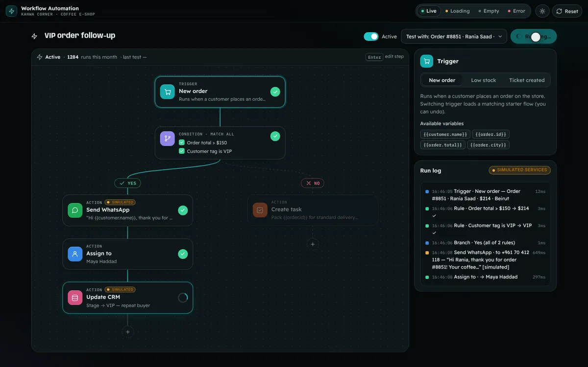Workflow Automation — live feature demo