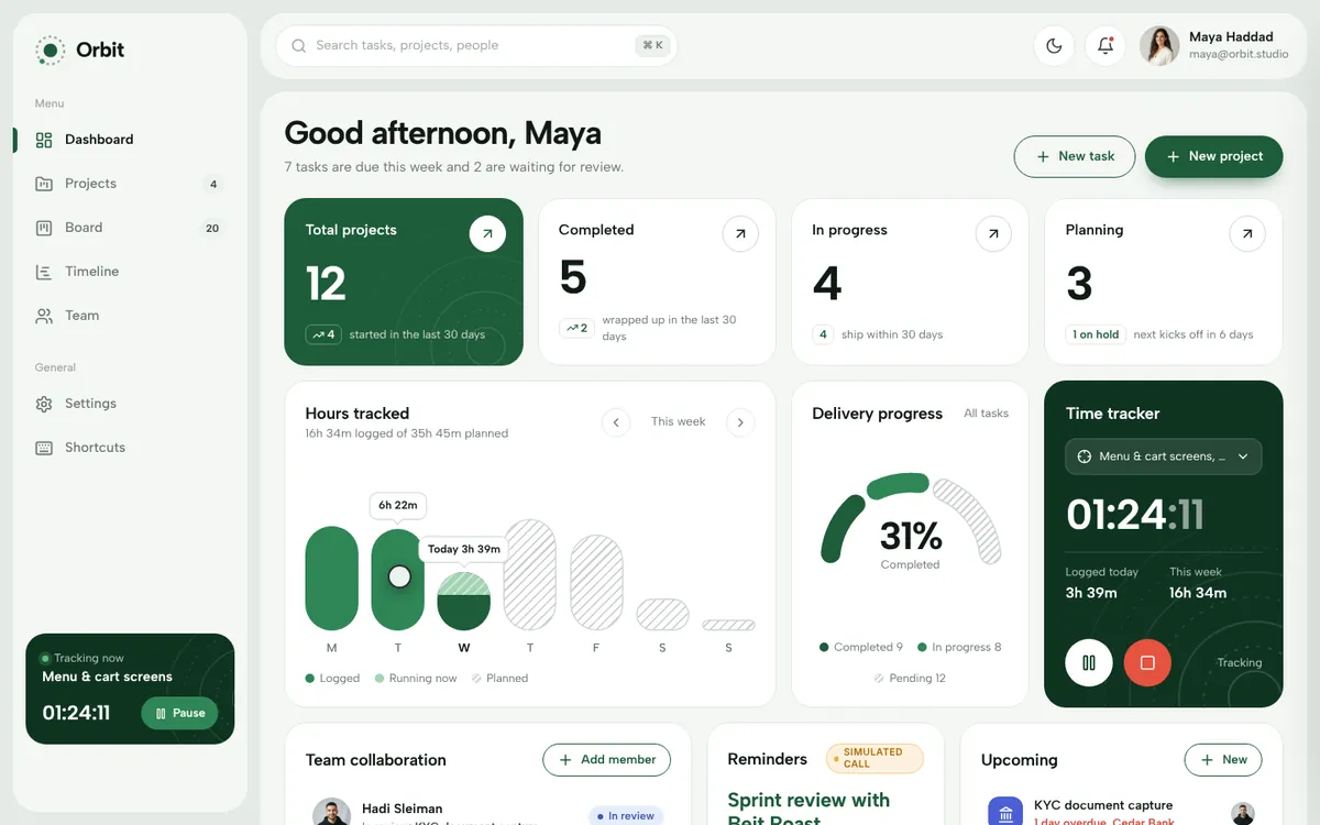 Orbit Project Management System — screenshot of the live demo
