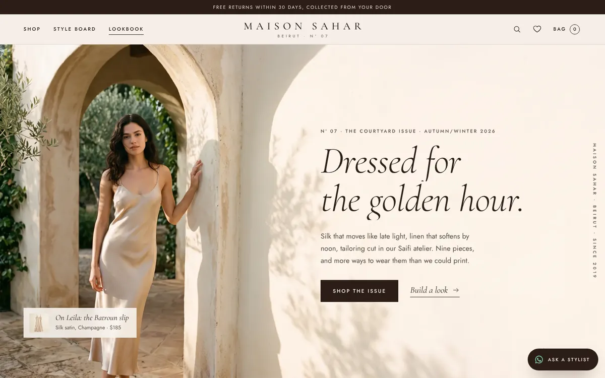 MAISON SAHAR Women's Clothing Store — screen from the live build